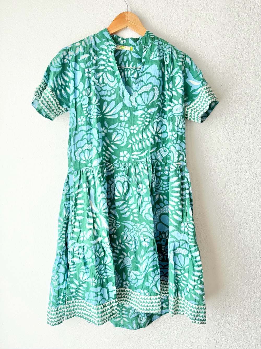 Dolma 100% Cotton Boho Floral Print Midi Dress Sz S